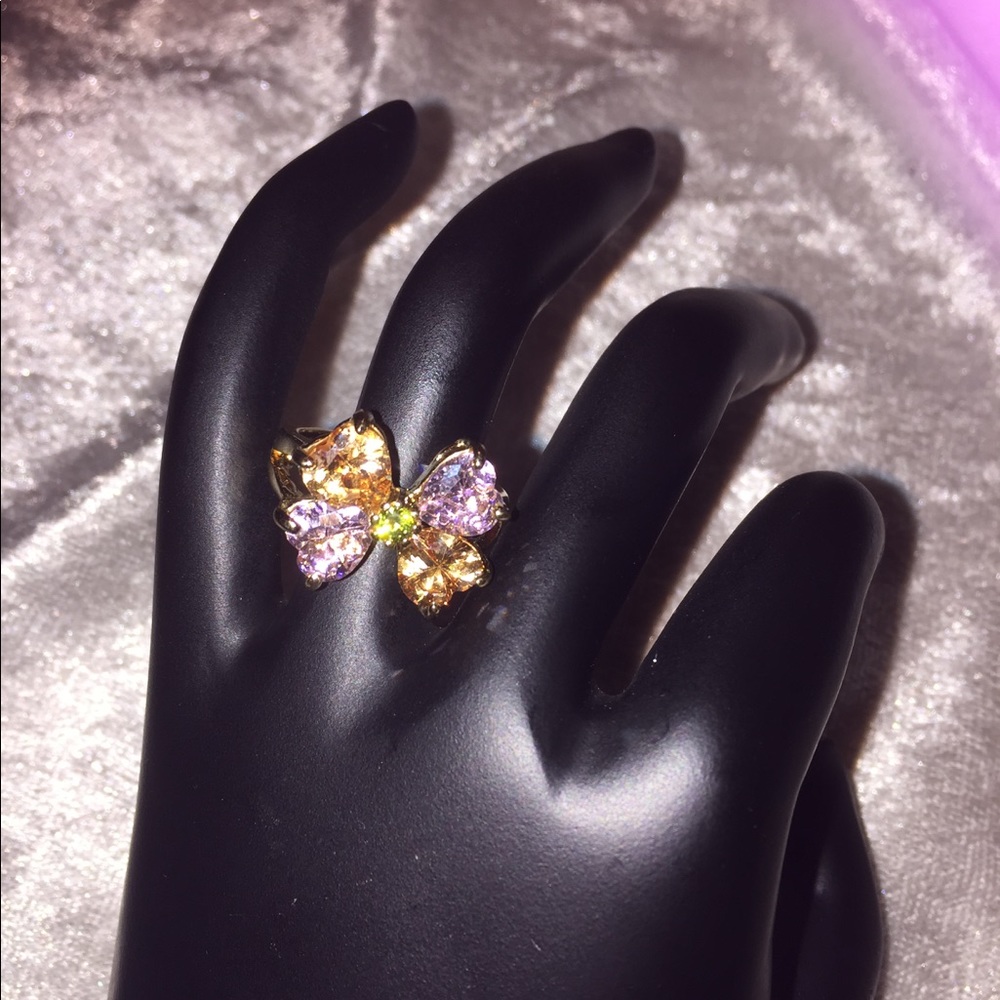 Amethyst Brilliant Cut Gold Filled Ring. - Picture 3 of 5